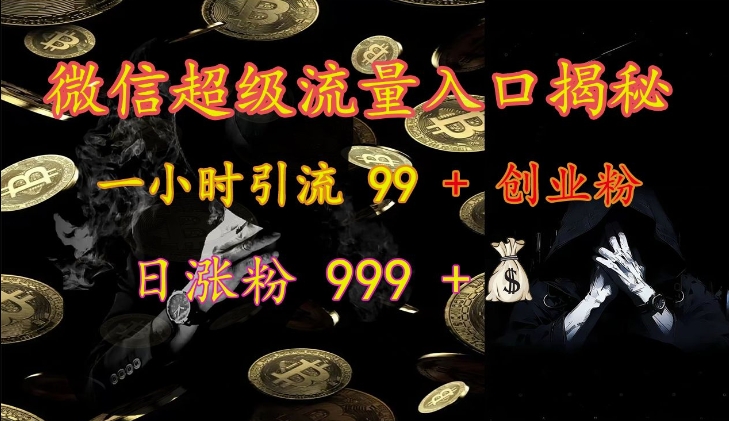 微信超级流量入口揭秘：一小时引流 99 + 创业粉，日涨粉 999 +-轻创副业圈
