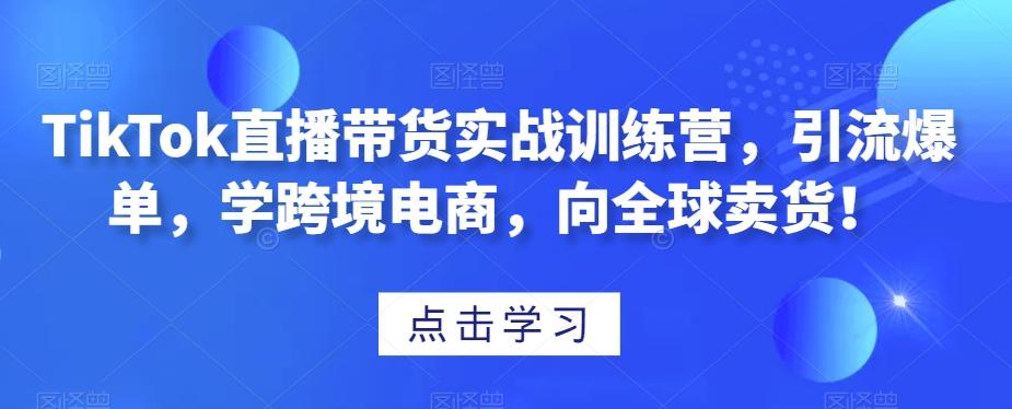 TikTok直播带货实战训练营，引流爆单，学跨境电商，向全球卖货！-轻创副业圈
