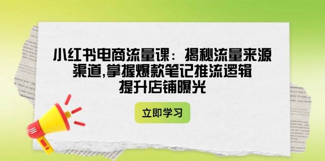 小红书电商流量课：揭秘流量来源渠道,掌握爆款笔记推流逻辑,提升店铺曝光-轻创副业圈