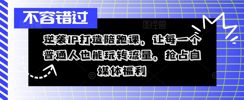 逆袭IP打造陪跑课，让每一个普通人也能玩转流量，抢占自媒体福利-轻创副业圈