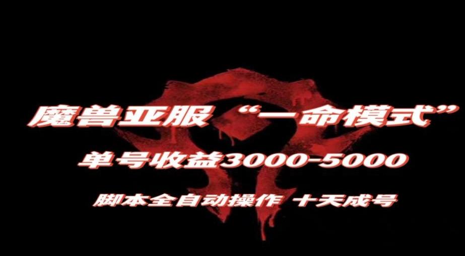 魔兽亚服一命模式，10天成号-单号3千-5千，脚本全自动操作，保姆级教学【揭秘】-轻创副业圈