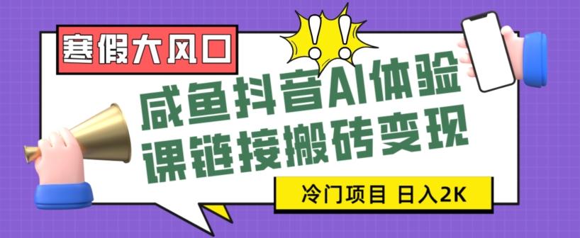 寒假大风口咸鱼抖音AI体验课链接搬砖变现，全网首发冷门项目，小白可日入2K+【揭秘】-轻创副业圈