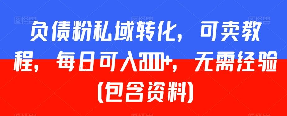 负债粉私域转化，可卖教程，每日可入2000+，无需经验（包含资料）【揭秘】-轻创副业圈