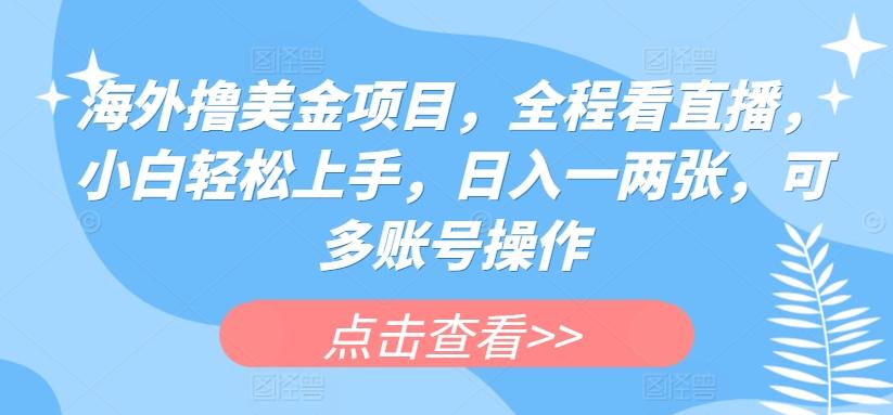 海外撸美金项目，全程看直播，小白轻松上手，日入一两张，可多账号操作【揭秘】-轻创副业圈
