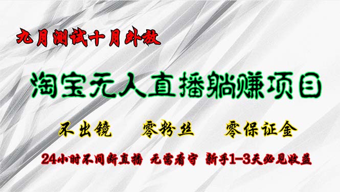 淘宝无人直播最新玩法，九月测试十月外放，不出镜零粉丝零保证金，24小…-轻创副业圈